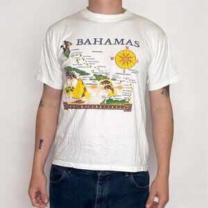 Vintage 90s Bahamas Map Islands Travel Tourist Unisex T-Shirt L